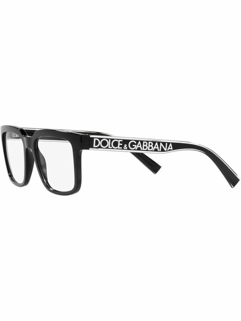 Dolce & Gabbana Black Logo-Temple Rectangular Eyewear